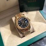 ROLEX Day-date Replica with Black Dial 904L Steel 8205 Movement Gold Bracelet Black Watch